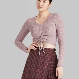 WILD FABLE FUZZY CINCHED CROP SWEATER